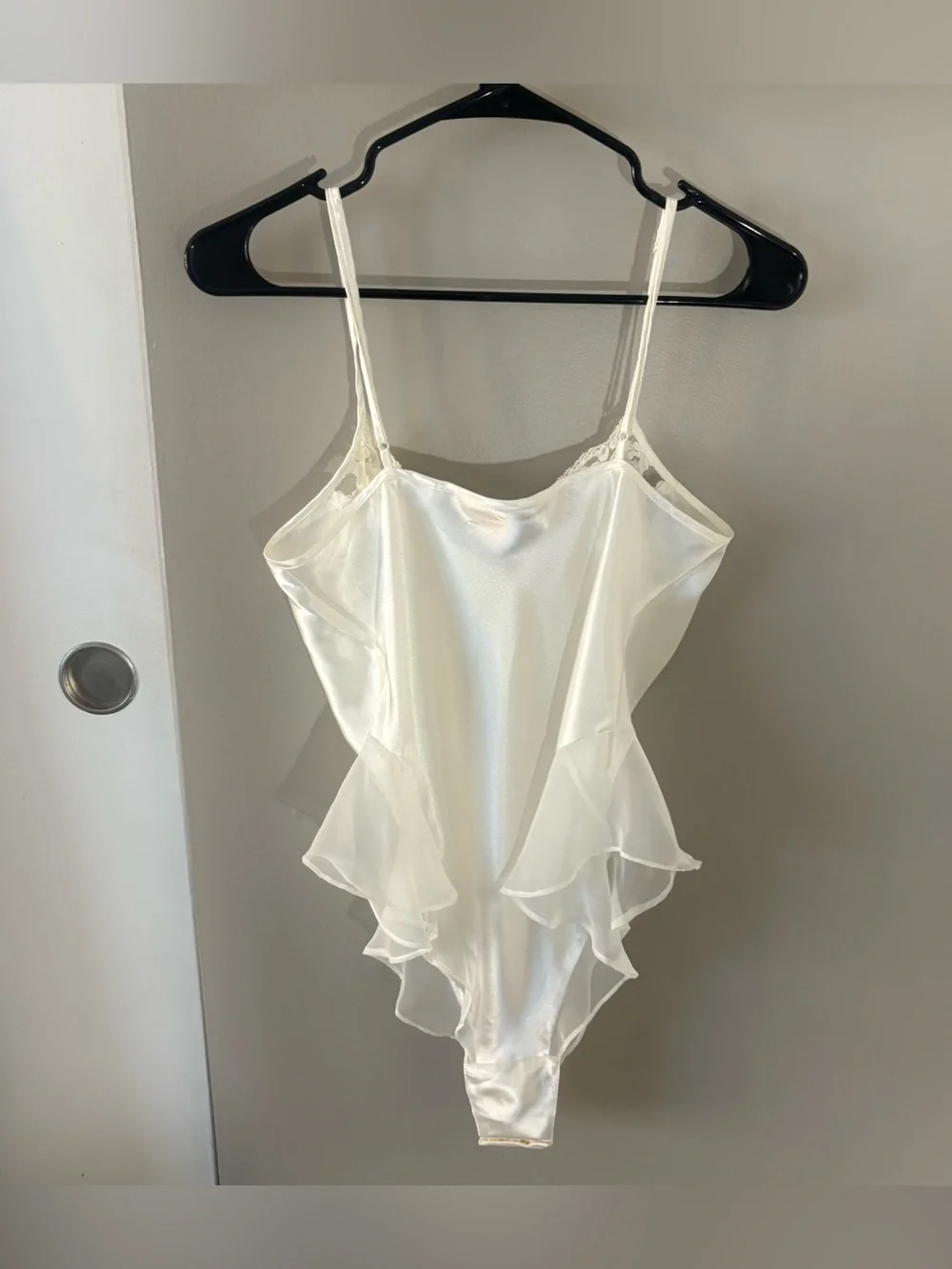 Vintage White Satin Victoria's Secret Teddy Slip Lace Size Women’s Medium